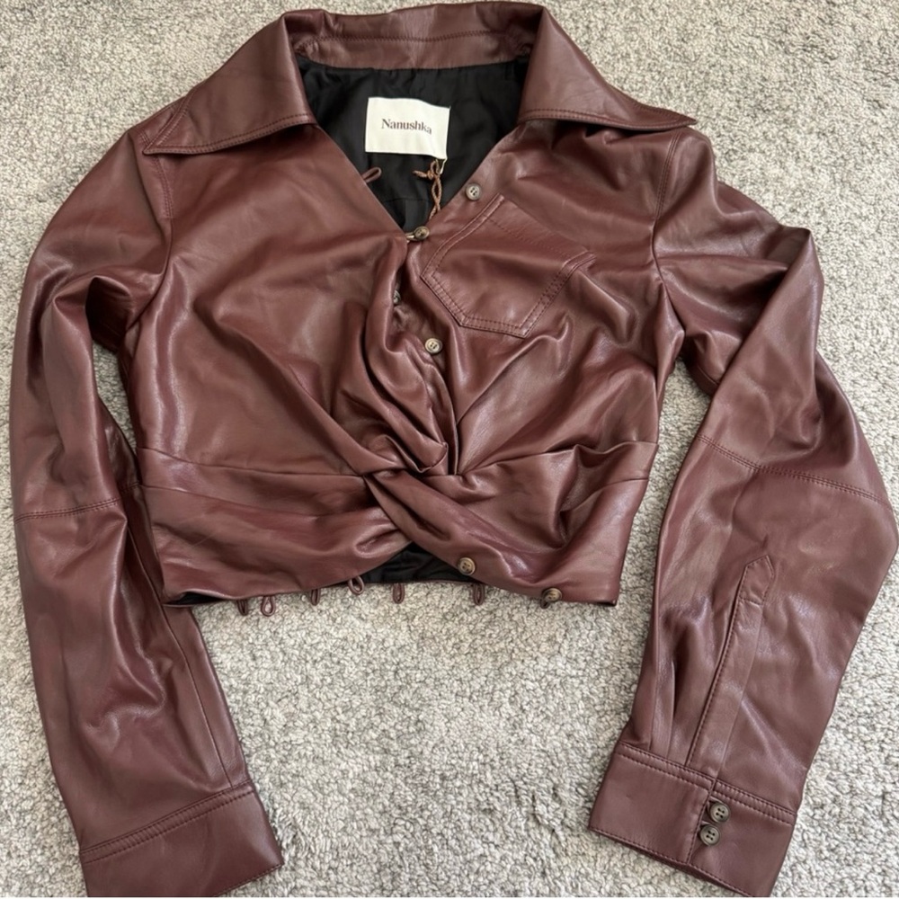 Nanushka Women's Vegan Leather Jacket Skirt set NWT - Picture 3 of 9
